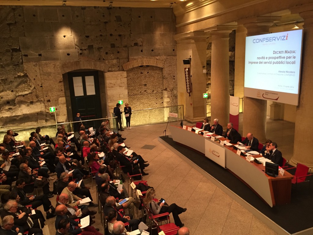 Un'immagine del convegno organizzato da Confservizi lo scorso 15 aprile a Roma.