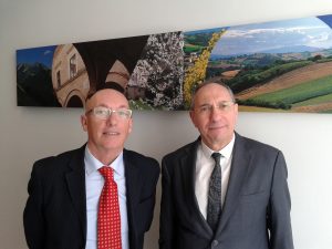 Il presidente di Confservizi Emilia - Romagna Luigi Castagna (a sx) e il collega delle Marche Graziano Mariani.